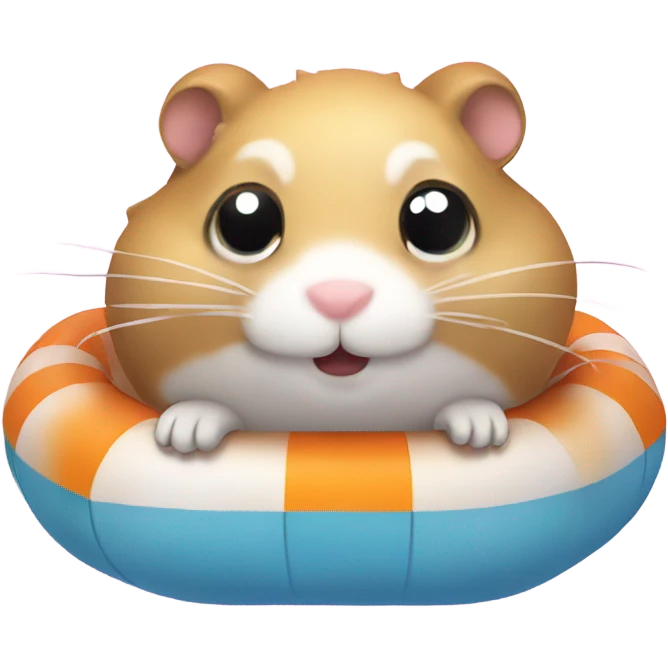 Hamster swimming with floaty emoji