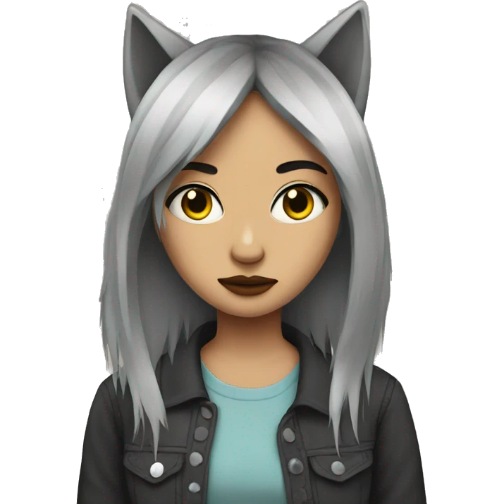 Grunge girl with a wolf cut emoji