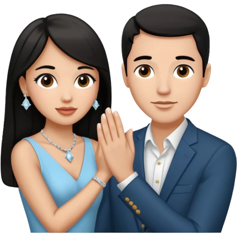 George Floyd make a proposal to a thin pale black haired girl emoji