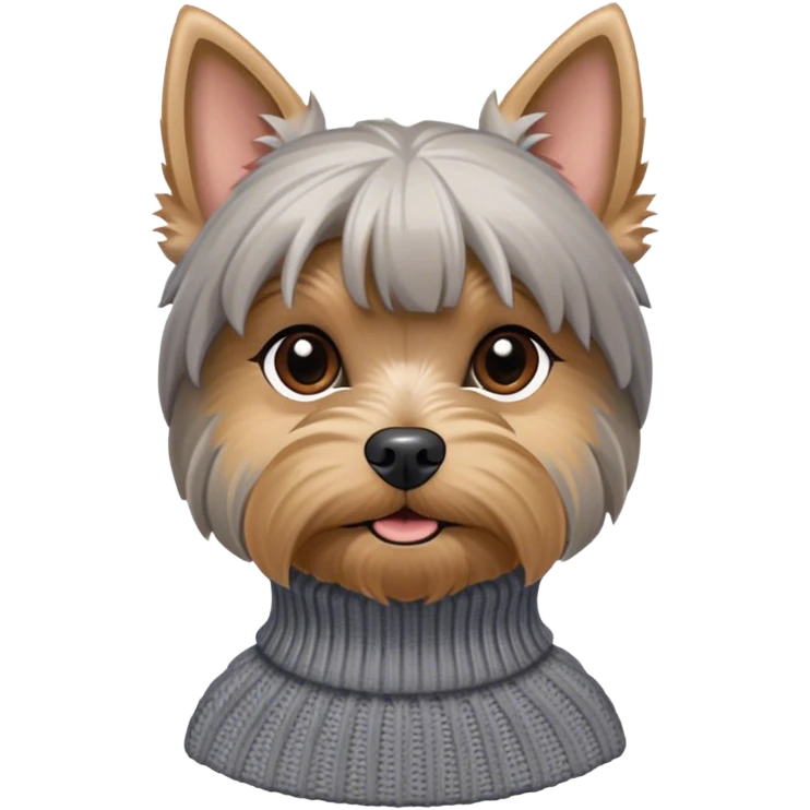 Grey Yorkshire terrier wearing a turtleneck sweater emoji