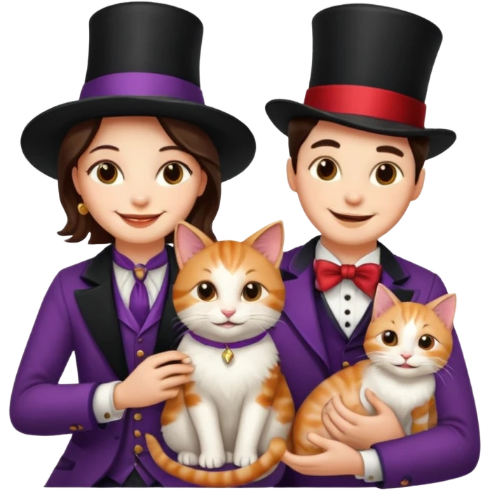 magician couple and their pet cat emoji