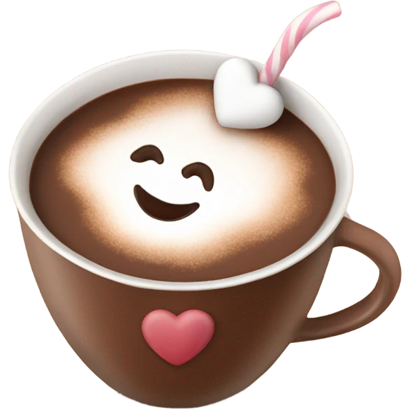 Hot chocolat with marshmallows and a heart emoji