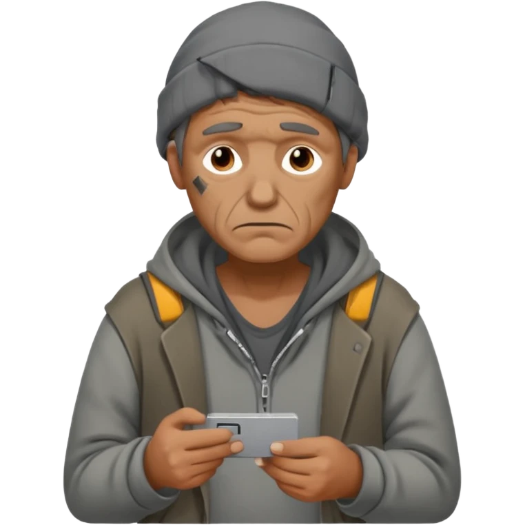 a homeless guy begging for money but with a card reader instead emoji
