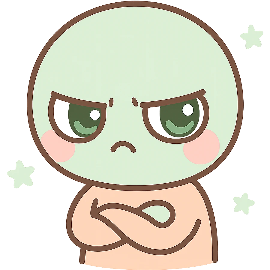 anime style icon representing envy, with a jealous, green-eyed character emoji