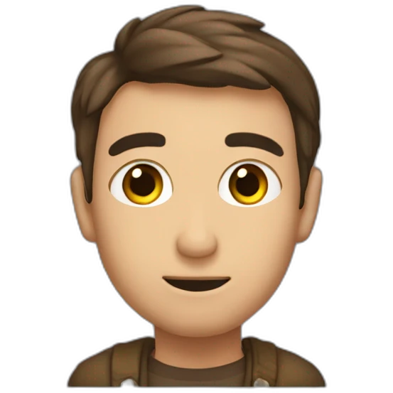 Chico con una cruz en vez de ojo izquierdo emoji