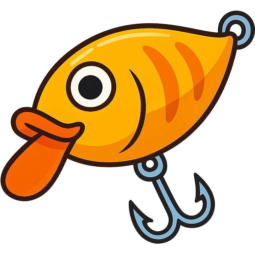 golden fish bait, cartoon style, playful, bright colors emoji