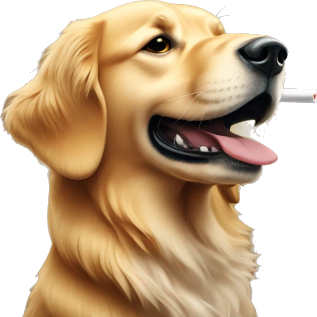 Golden retriever blowing whistle holding stop sign emoji