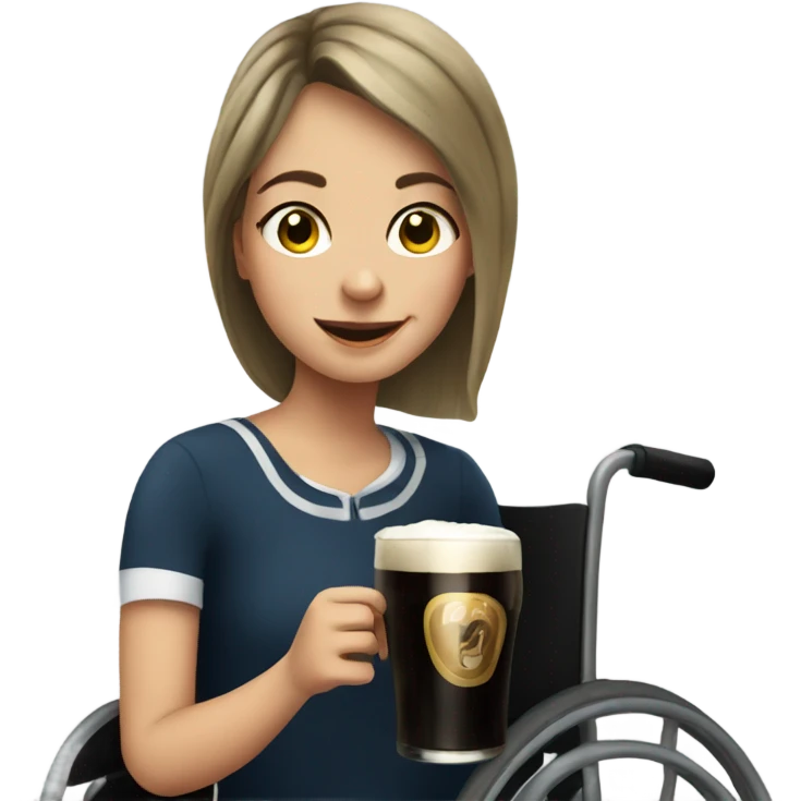 Girl in wheelchair drinking Guinness  emoji