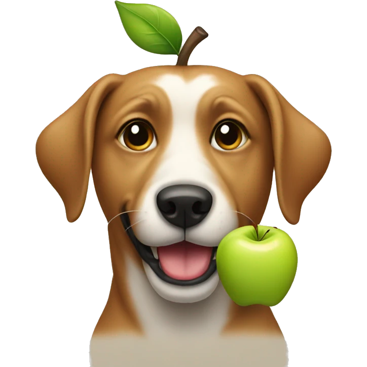 dog with apple in its mouth emoji