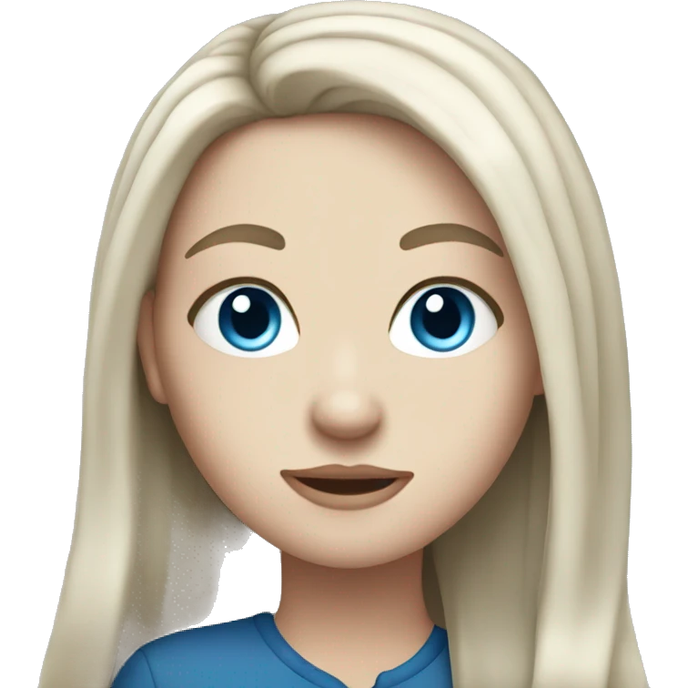 White girl with long black hair and blue eyes emoji