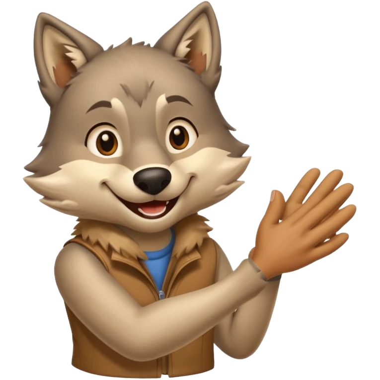 Wolf cartoon shaking hand emoji