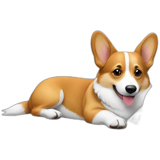 Corgi laying down on the grey couch emoji