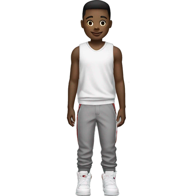 Jeun garçon métisse avec un taper et des Jordan 4 et un outfit américain  emoji