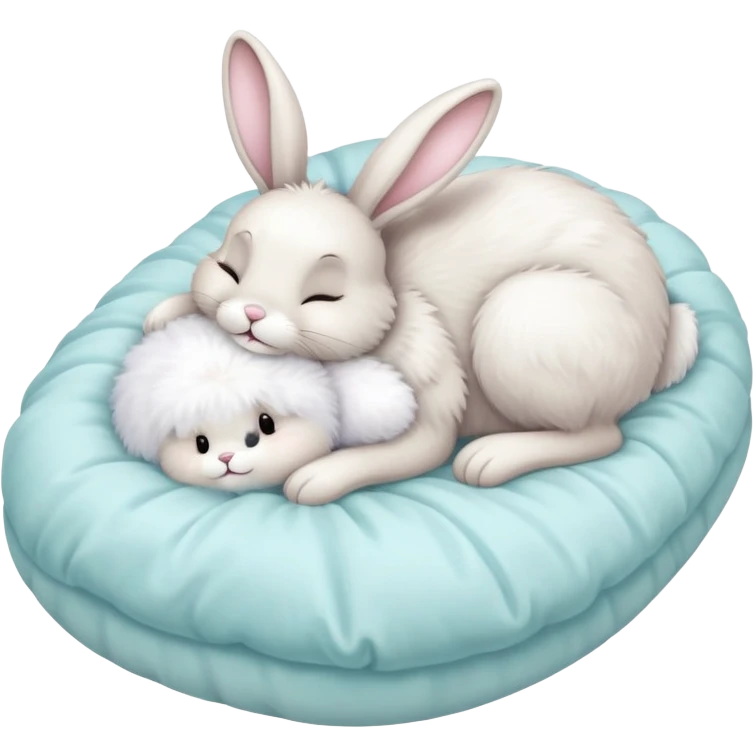 Easter bunny sleeping in bed emoji