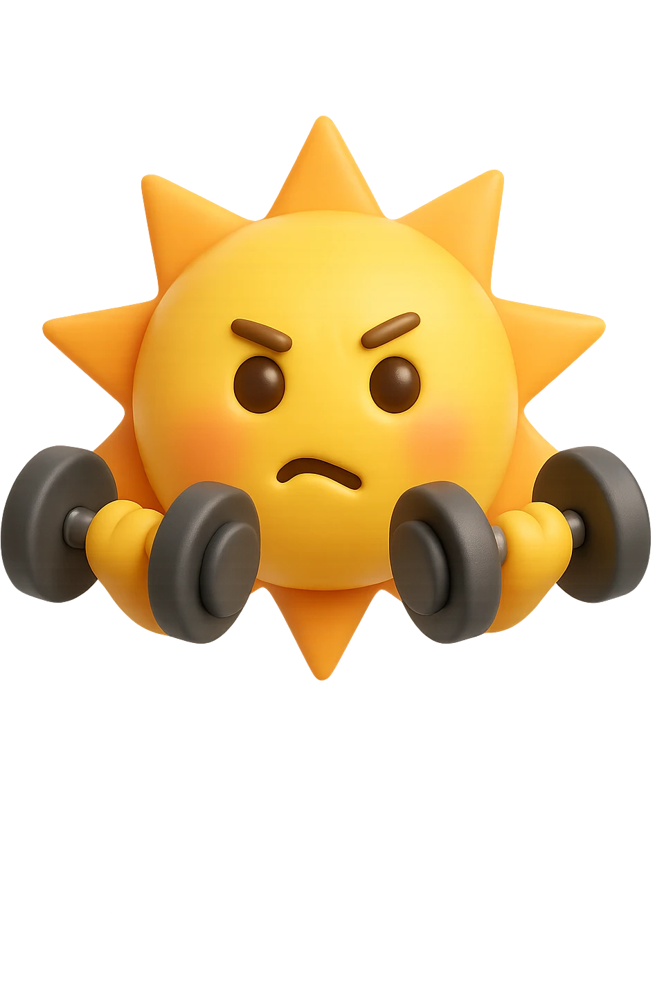 emoji stile iphone 3d di un sole che si allena con i pesi emoji