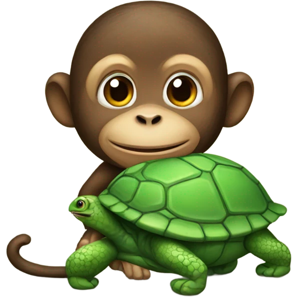 Monkey with turtle emoji