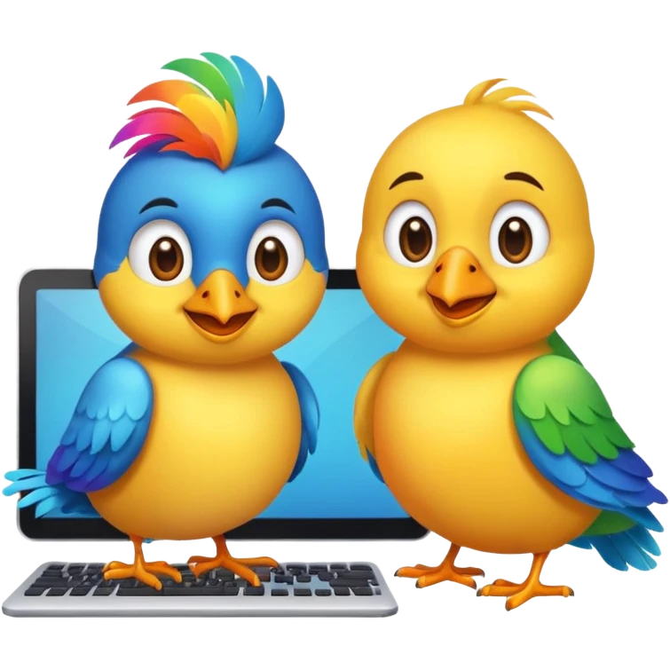 Create a Emoji in which birds are together coding emoji