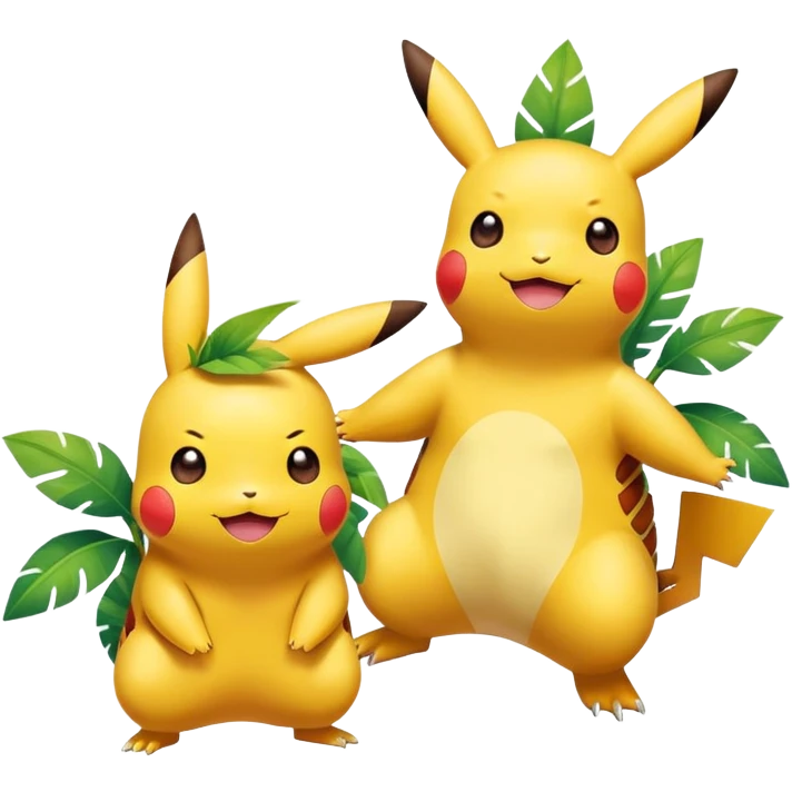 pikachu and tropius as two individuals, pokémon, kawaii emoji