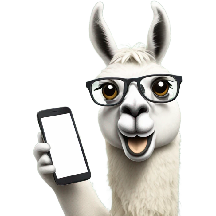 lama with glasses talking on the phone emoji