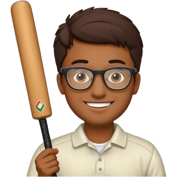 Brown Guy with glasses who likes to play cricket emoji