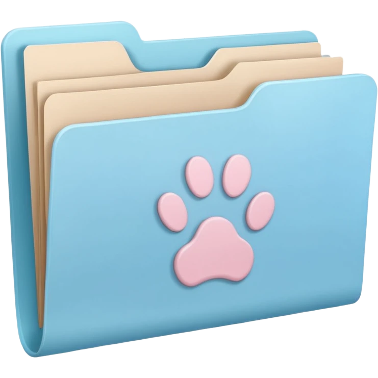 a pastel folder of documents with a pawprint on it emoji