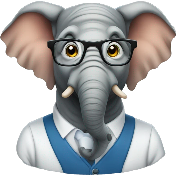 Professor elephant with glasses  emoji