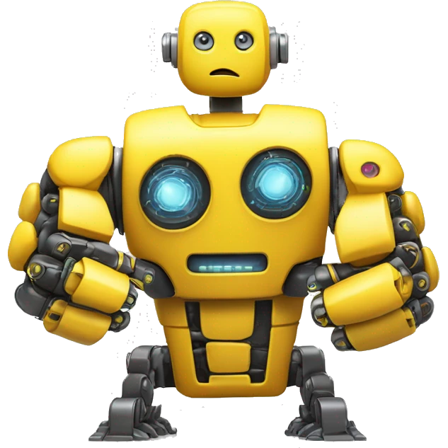 Flexing yellow robotic bicep with shocks and circuits that’s attached to the forearm emoji