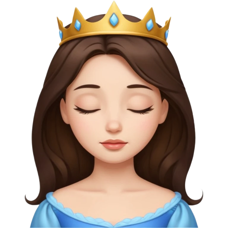 a brunette hair beautiful princess closing her eyes calmly emoji