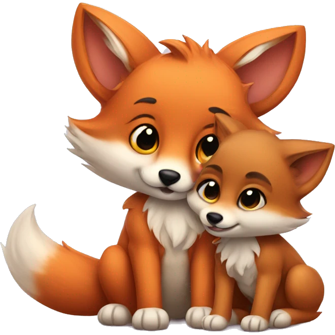 Baby fox and baby wolf friends emoji