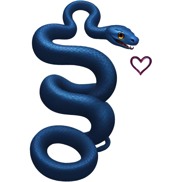 black snake holding dark blue heart emoji