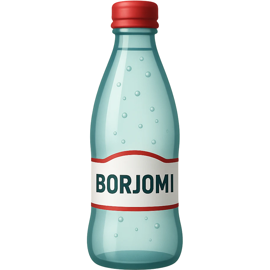 Borjomi water bottle emoji with label, variation 4 emoji