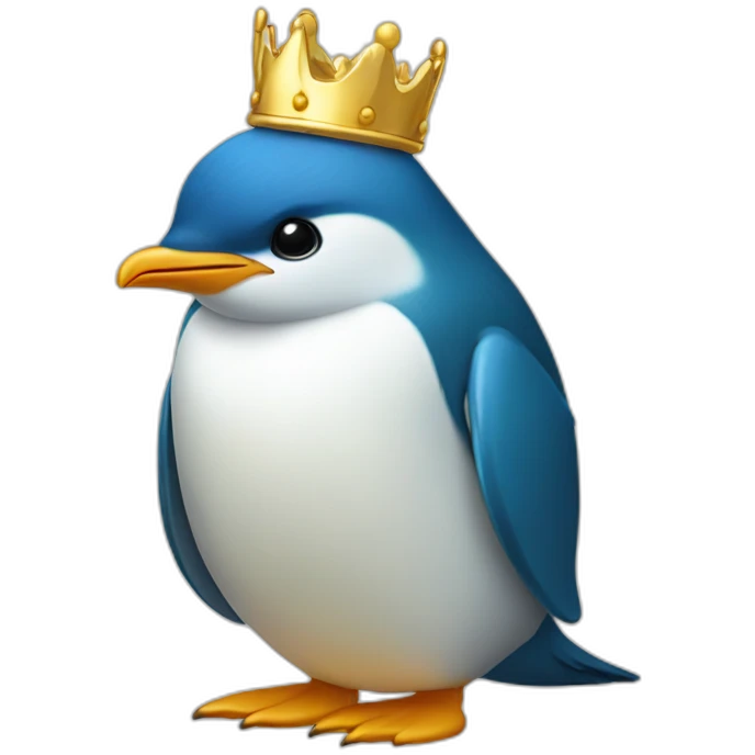 kawaï blue penguin wearing a golden crown emoji