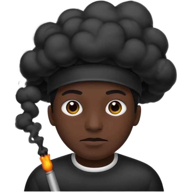A pitch black head covered in black smoke  emoji