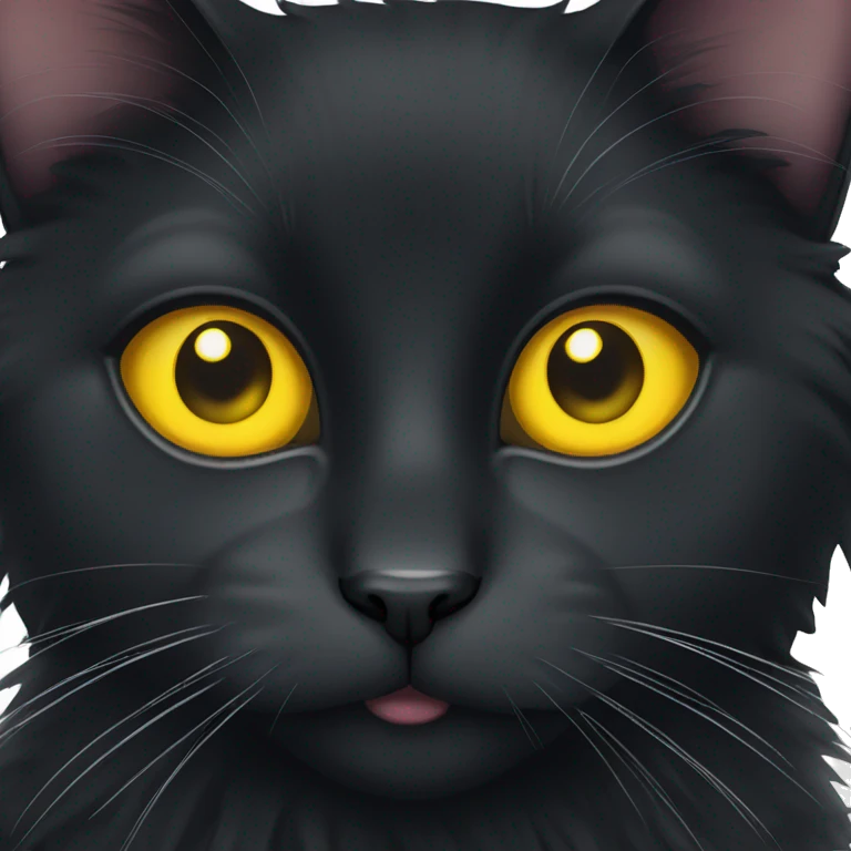 A fluffy black cat with yellow eyes emoji