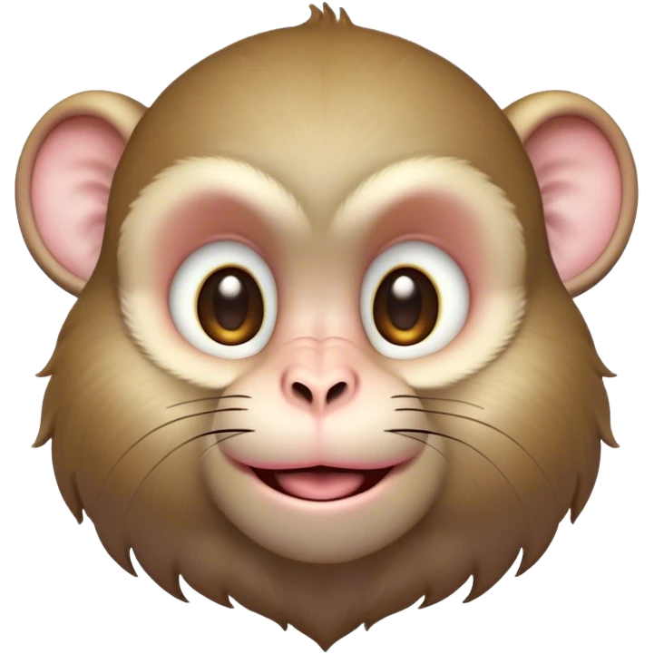 Cinematic Cute Macaque Portrait Emoji, Head tilted playfully and inquisitively, with a charmingly mischievous face accented by soft, fuzzy fur and round, sparkling eyes filled with curiosity, Simplified yet irresistibly adorable features, highly detailed, glowing with a warm, friendly glow, high shine, affectionate and lively, stylized with a touch of primate whimsy, bright and endearing, soft glowing outline, capturing the essence of a playful macaque that seems as if it could jump out of the screen into your arms! emoji