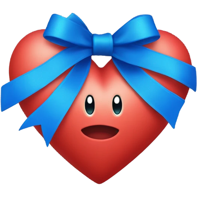 Red heart with blue ribbon bow emoji