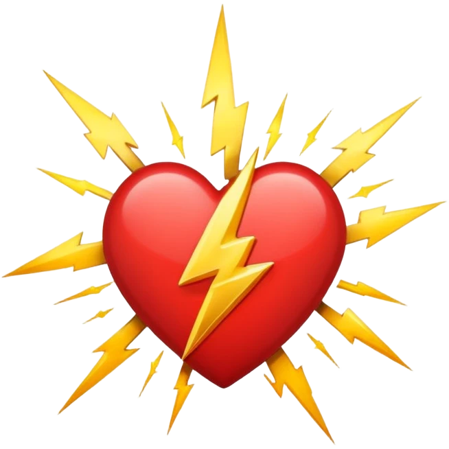 Heart with 13 point lightning bolt in the middle emoji
