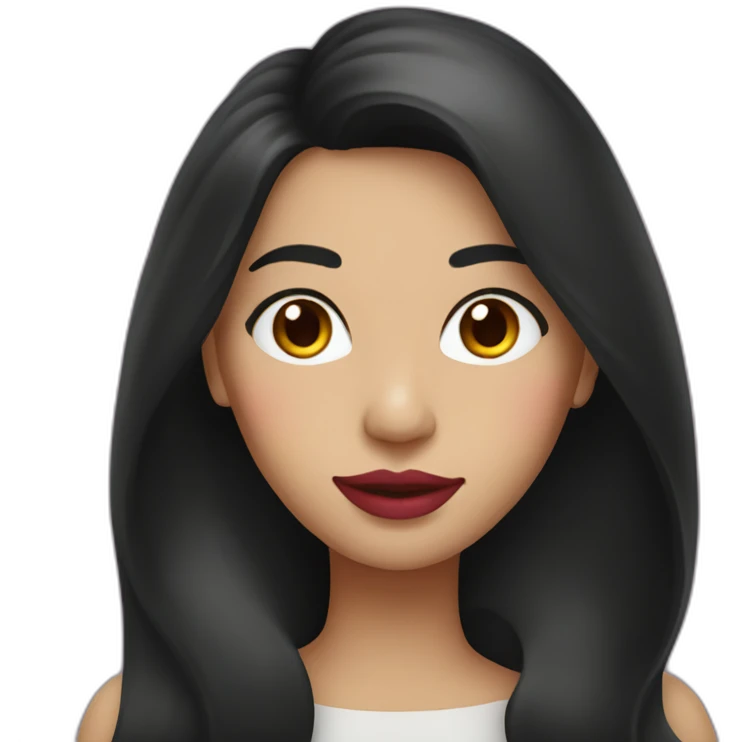 Chilean woman with dark long hair and pink lips emoji