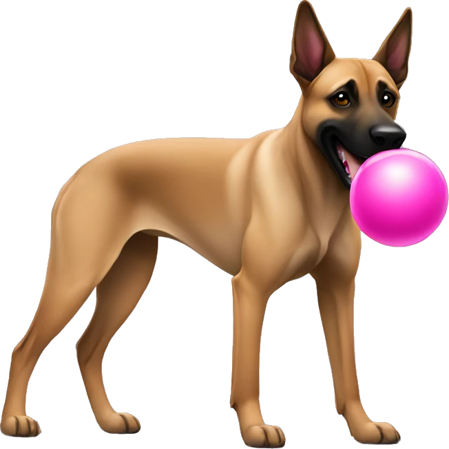 Malinois with pink ball emoji