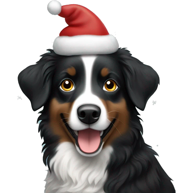Small black australian shepherd dog Christmas tree emoji