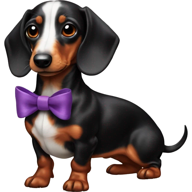 arlequin daschund with bow in his fur  emoji