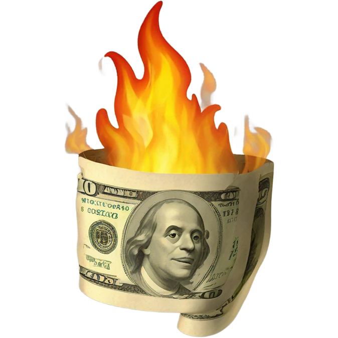 Money on fire emoji