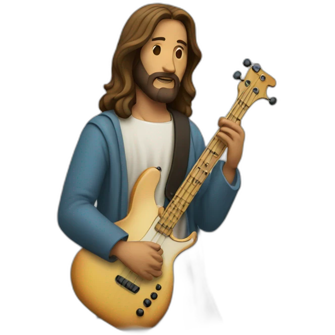 Jesus playing bass guitar emoji