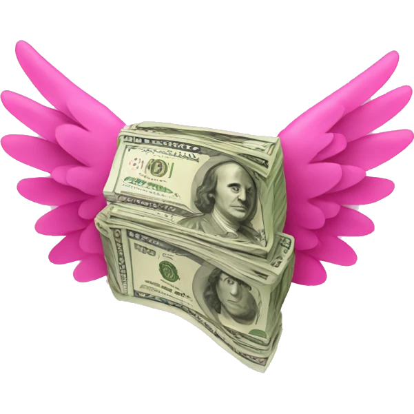 a bundle of money with pink wings emoji