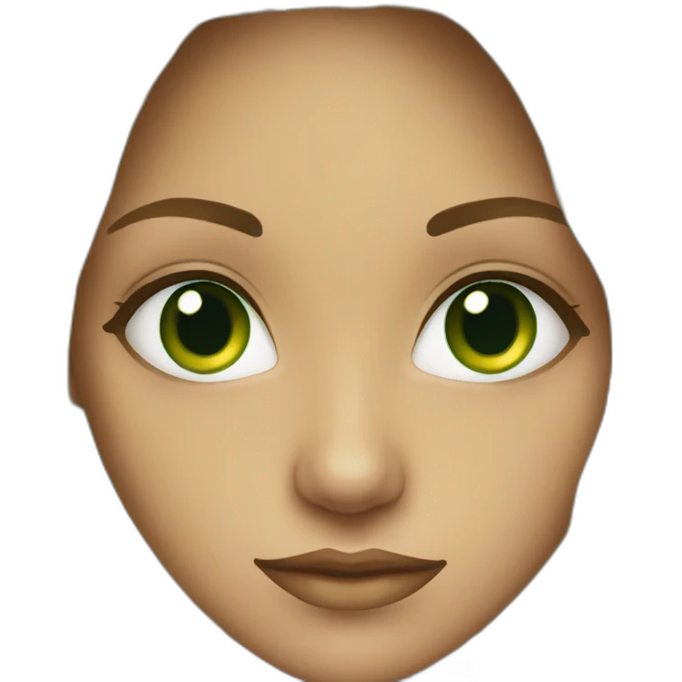 young woman green eyes emoji