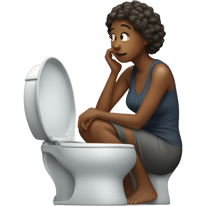 Woman thinking on toilet emoji