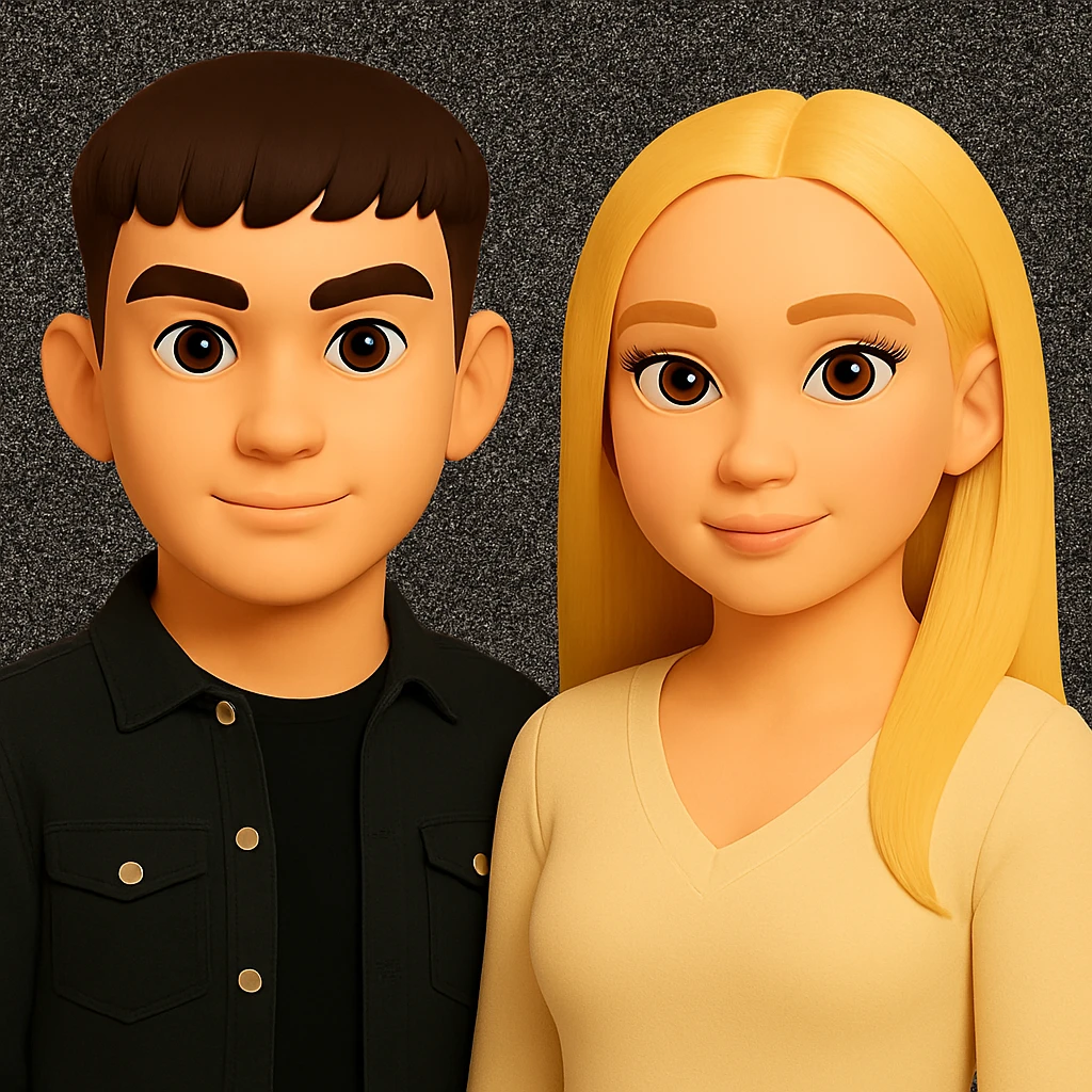 Keep everything as is but slightly spread out the people. Do not change the background or details. The style should match the style in the provided image. emoji