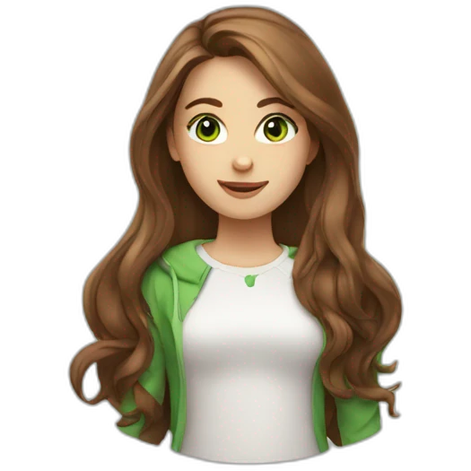 girl, with long brown hair and green eyes emoji