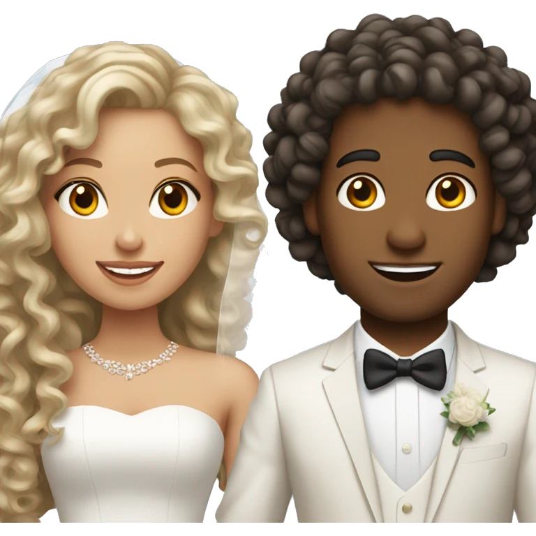 a wedding the man light skin with medium curly hair and the women light skin with long curly hair emoji