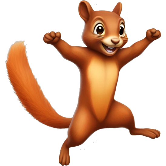 jumping female squirrel orange burnt with big tail
 emoji